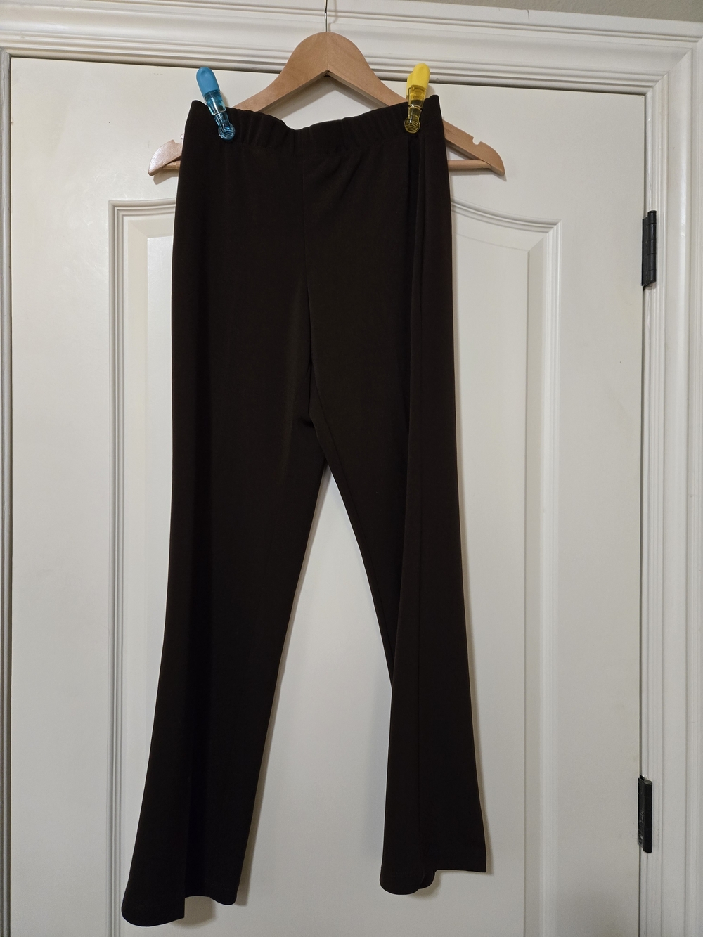 Susan Graver Brown Pull On Stretch Elastic-Waist Trousers